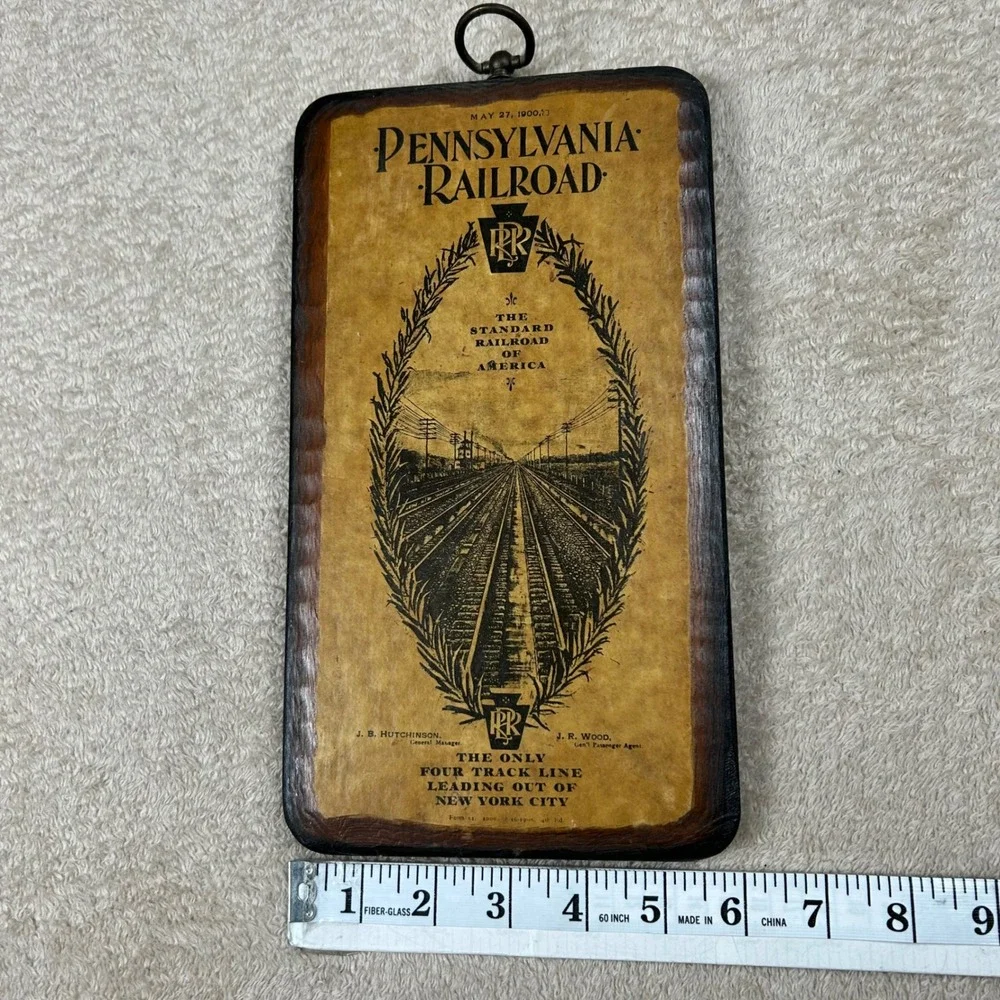Vintage Pennsylvania Railroad Wood Plaque Walter E Lee Train Decor New York City